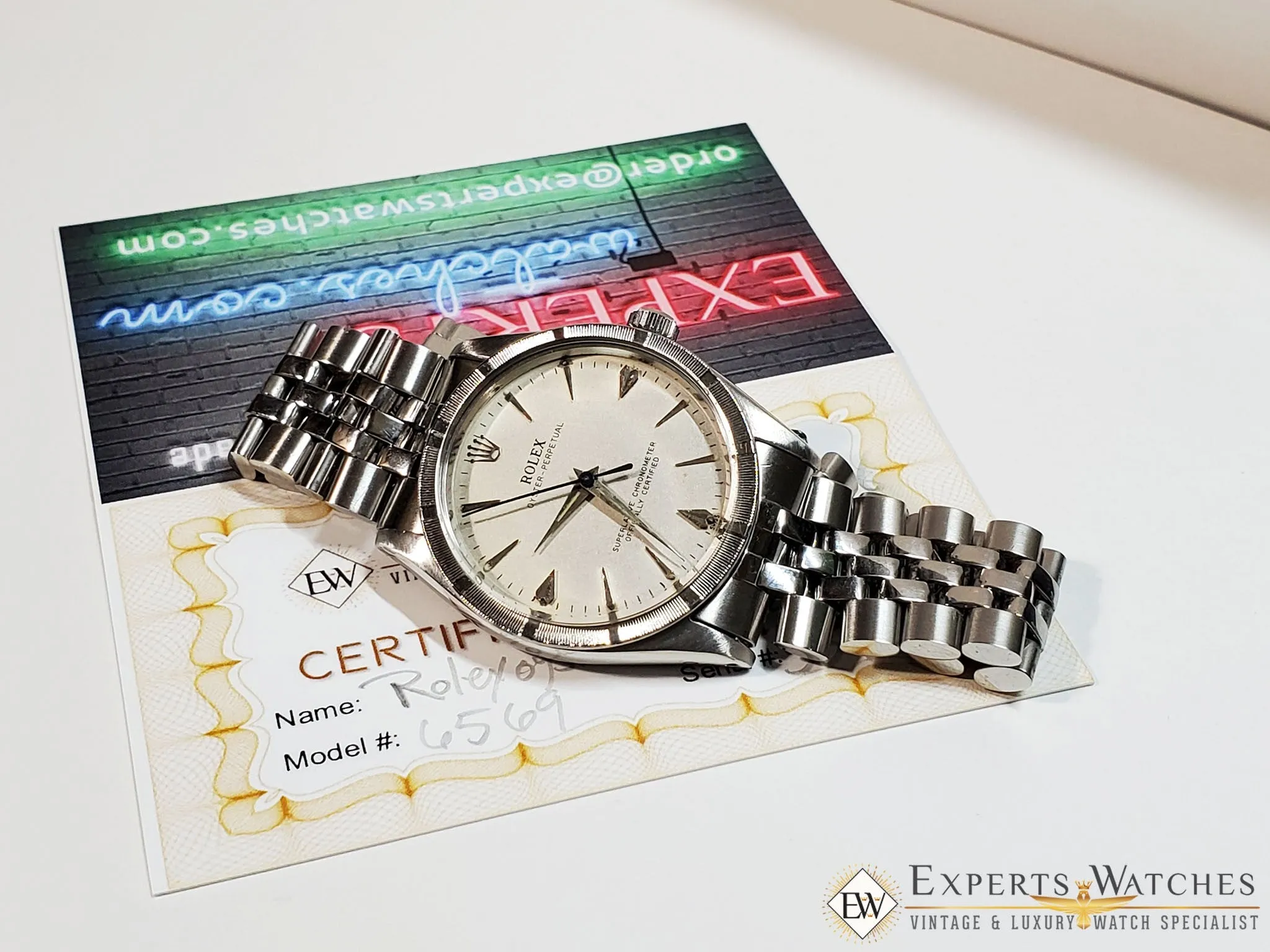 Serviced Vintage Steel Turned Bezel Rolex Oyster Perpetual Ref 6569 Jubilee Band