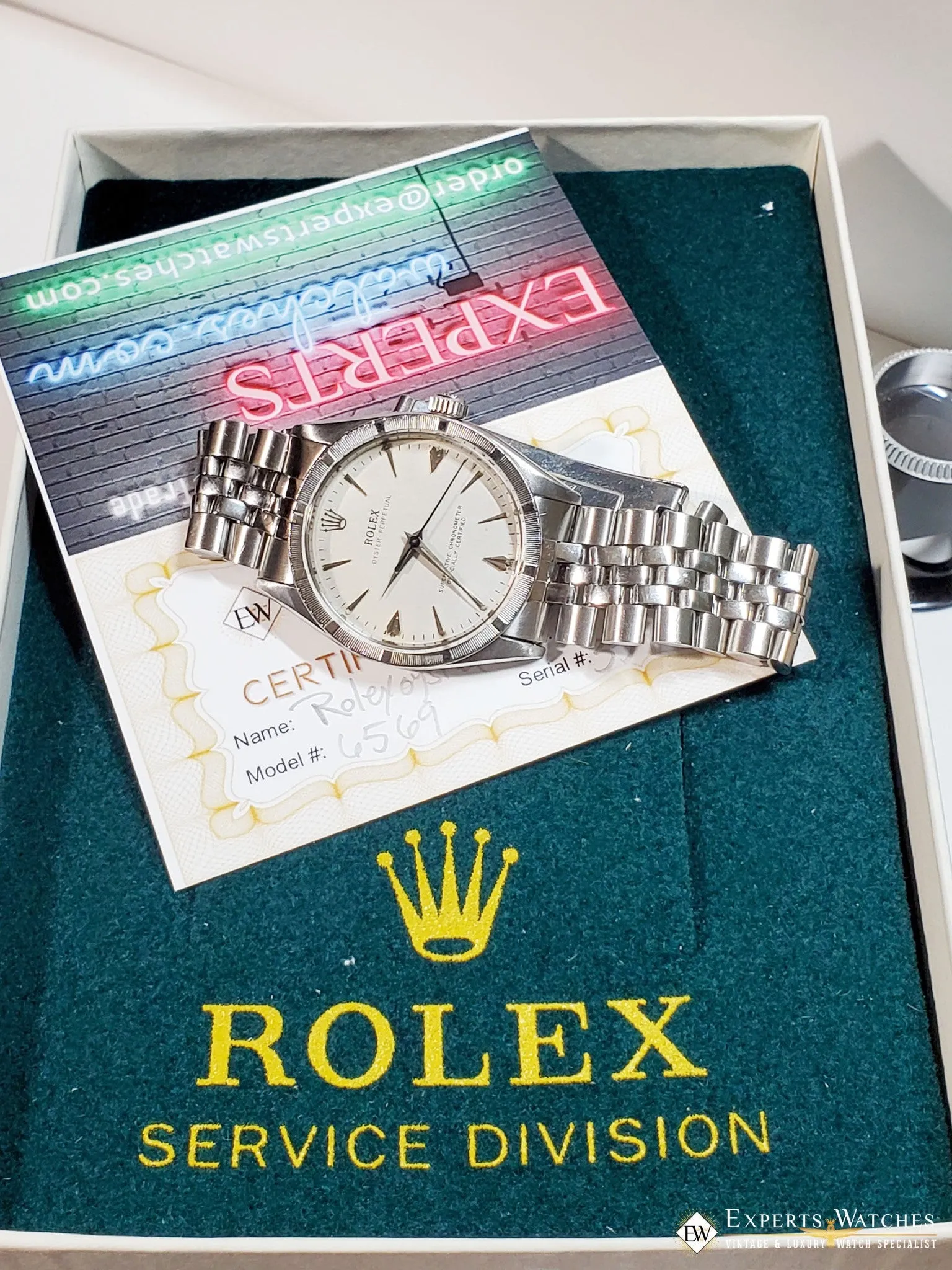 Serviced Vintage Steel Turned Bezel Rolex Oyster Perpetual Ref 6569 Jubilee Band