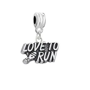 SEXY SPARKLES inch Love to Runinch  Fitness Sports Dangling Charm Spacer Bead compatible with European Charm Bracelets