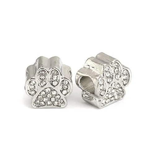 Sexy Sparkles Paw Prints Charm Spacer Bead for European Style Bracelets