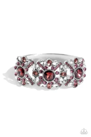 Shimmering Solo - Purple - Rhinestone Encrusted Paparazzi Hinge Bracelet
