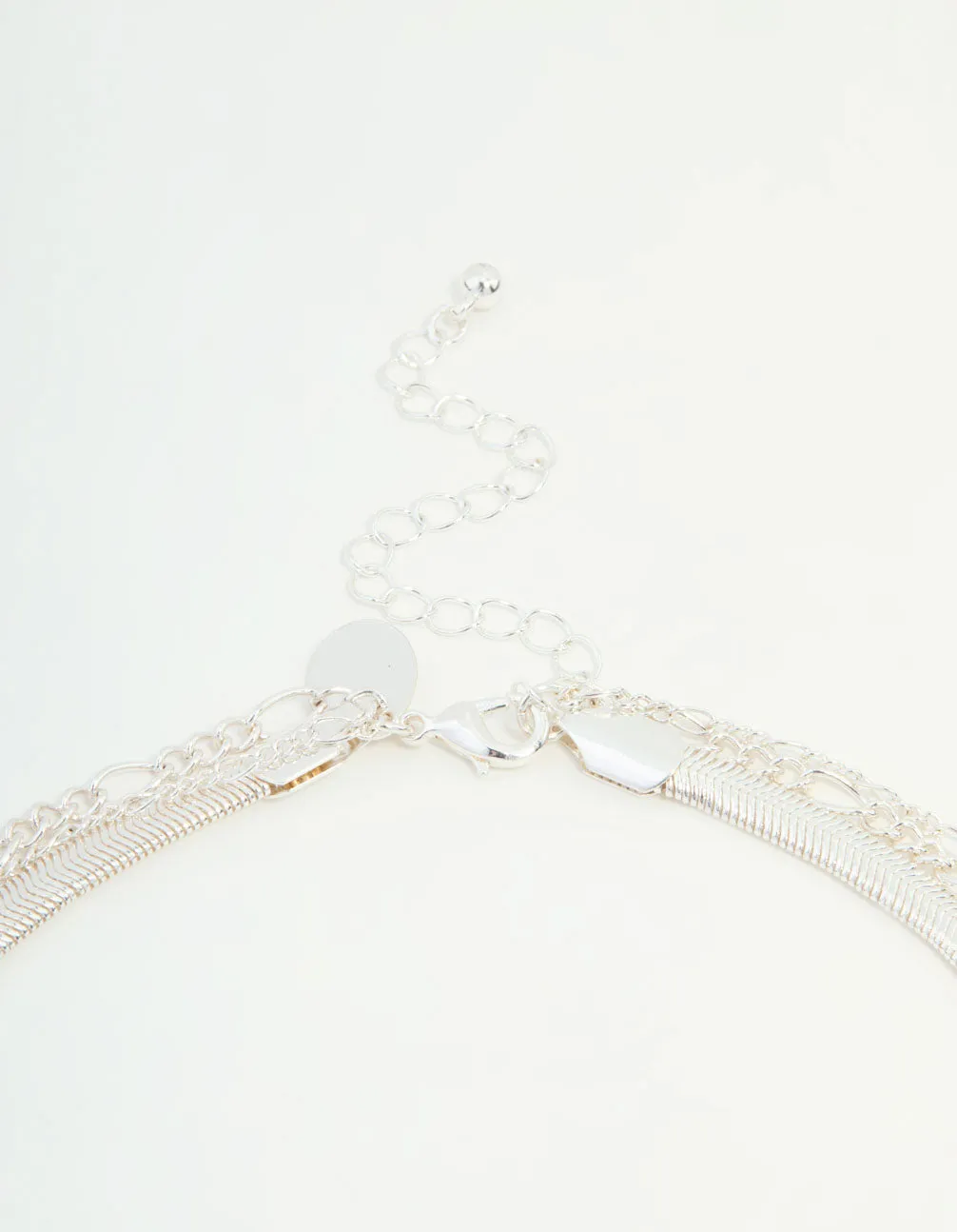 Silver Chain & Figaro Heart Locket Layered Necklace