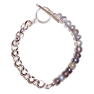 Silver Chain & Moonstone Bead Bracelet