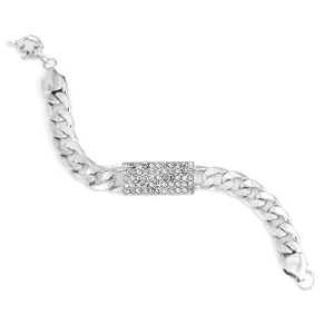 SILVER CRYSTAL LINKED BRACELETS #SQ5217B-S (EE5)