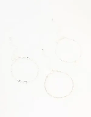 Silver Diamante Chain & Butterfly Bracelets 3-Pack