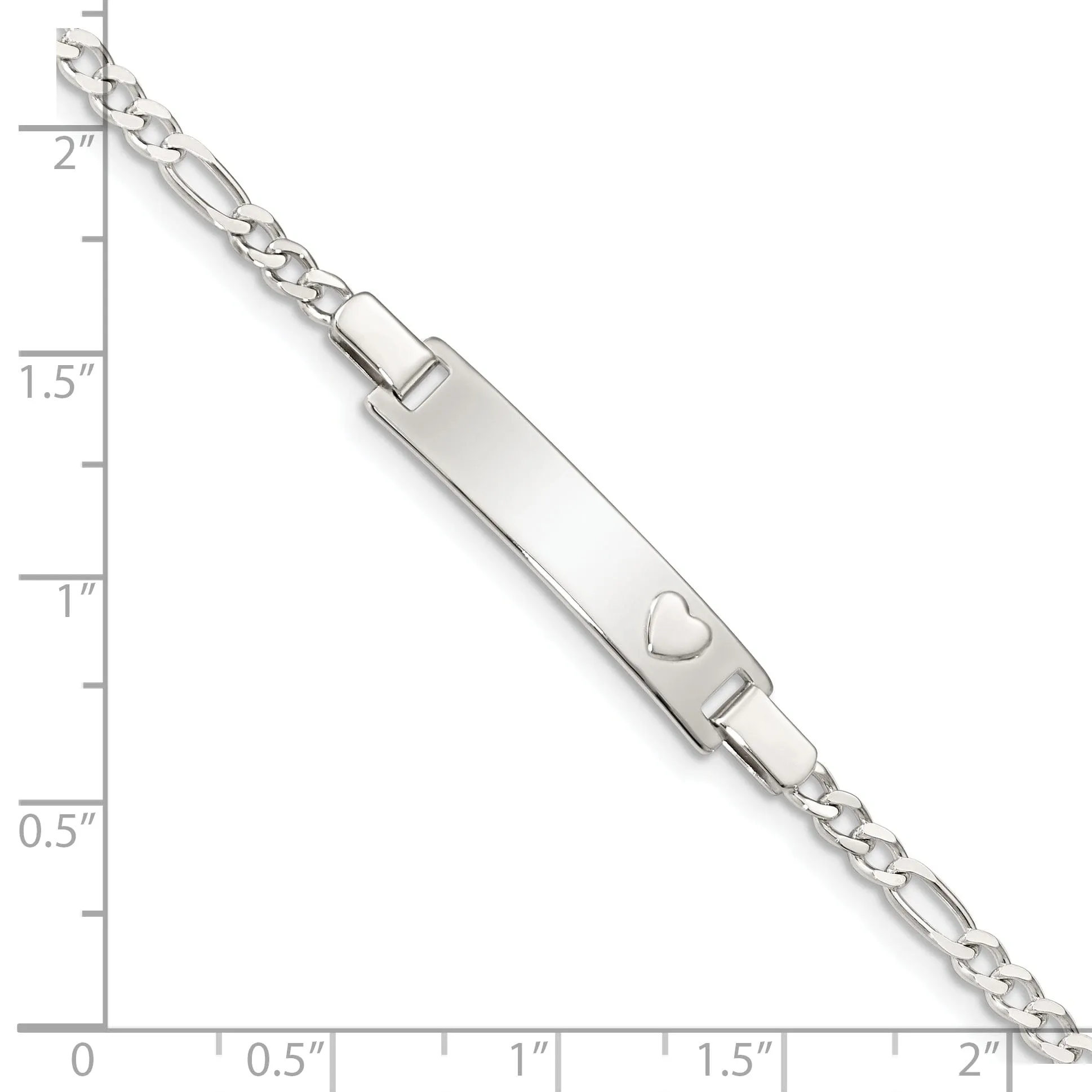 Silver Engravable Baby ID with Heart Bracelet