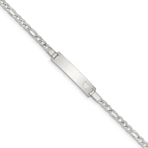 Silver Engravable Baby ID with Heart Bracelet