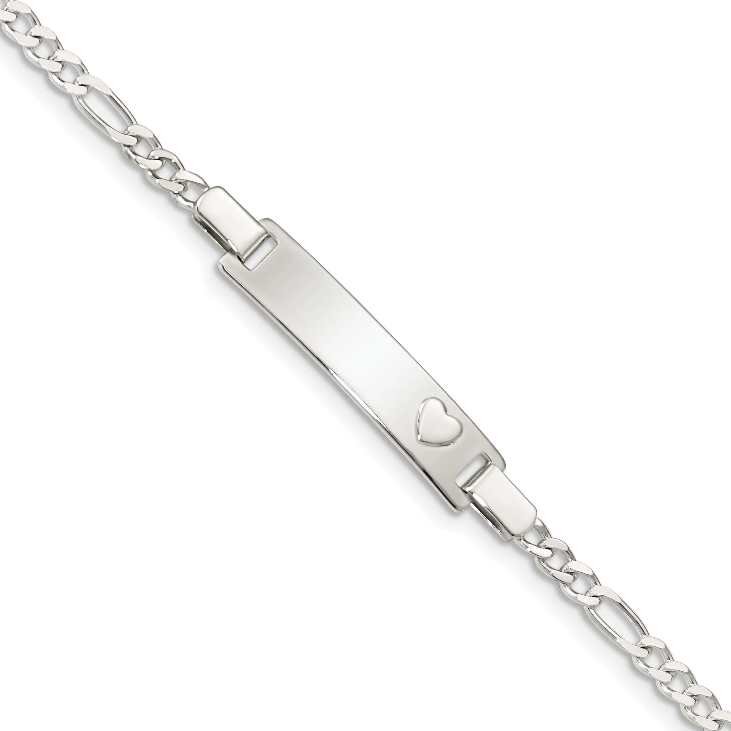 Silver Engravable Baby ID with Heart Bracelet