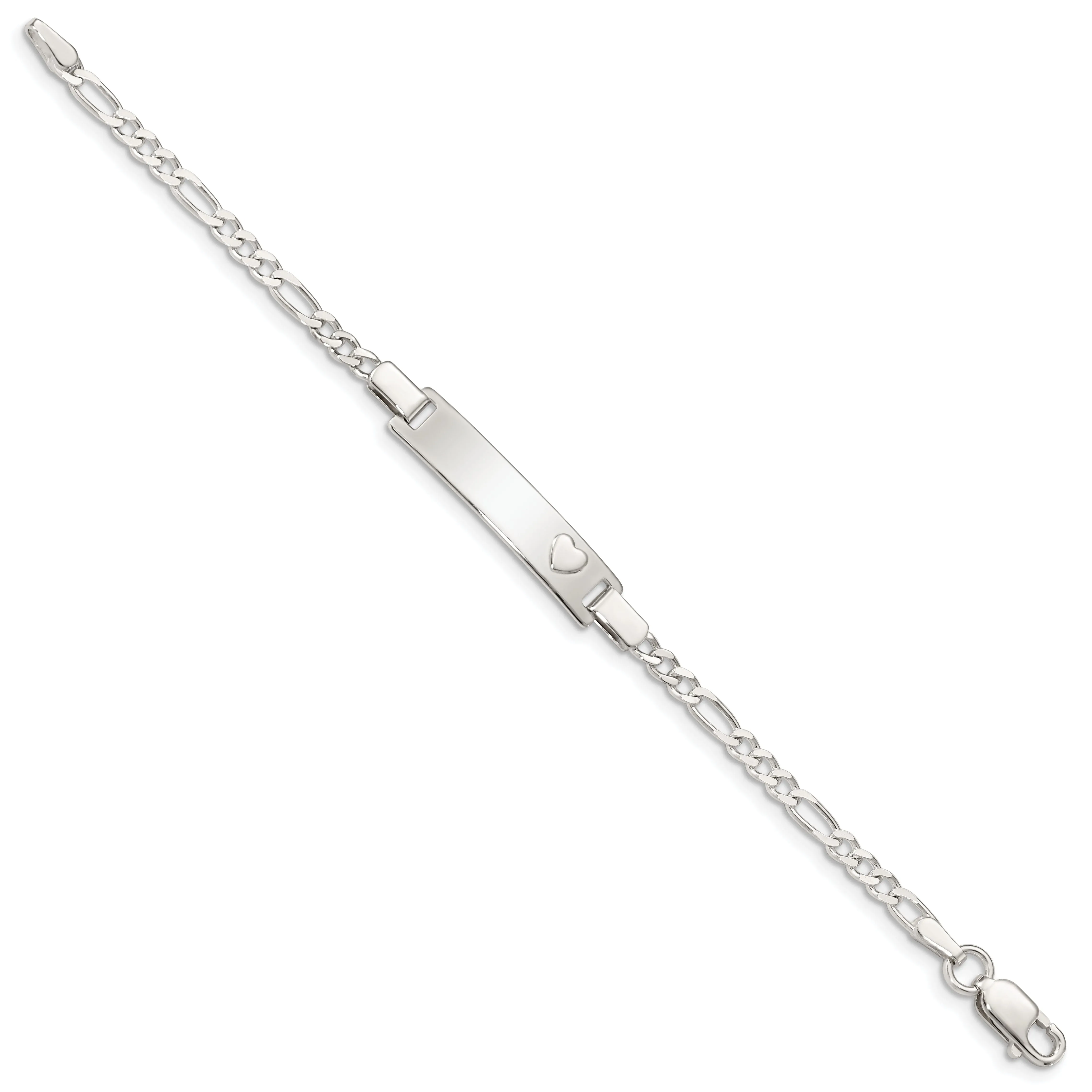 Silver Engravable Baby ID with Heart Bracelet