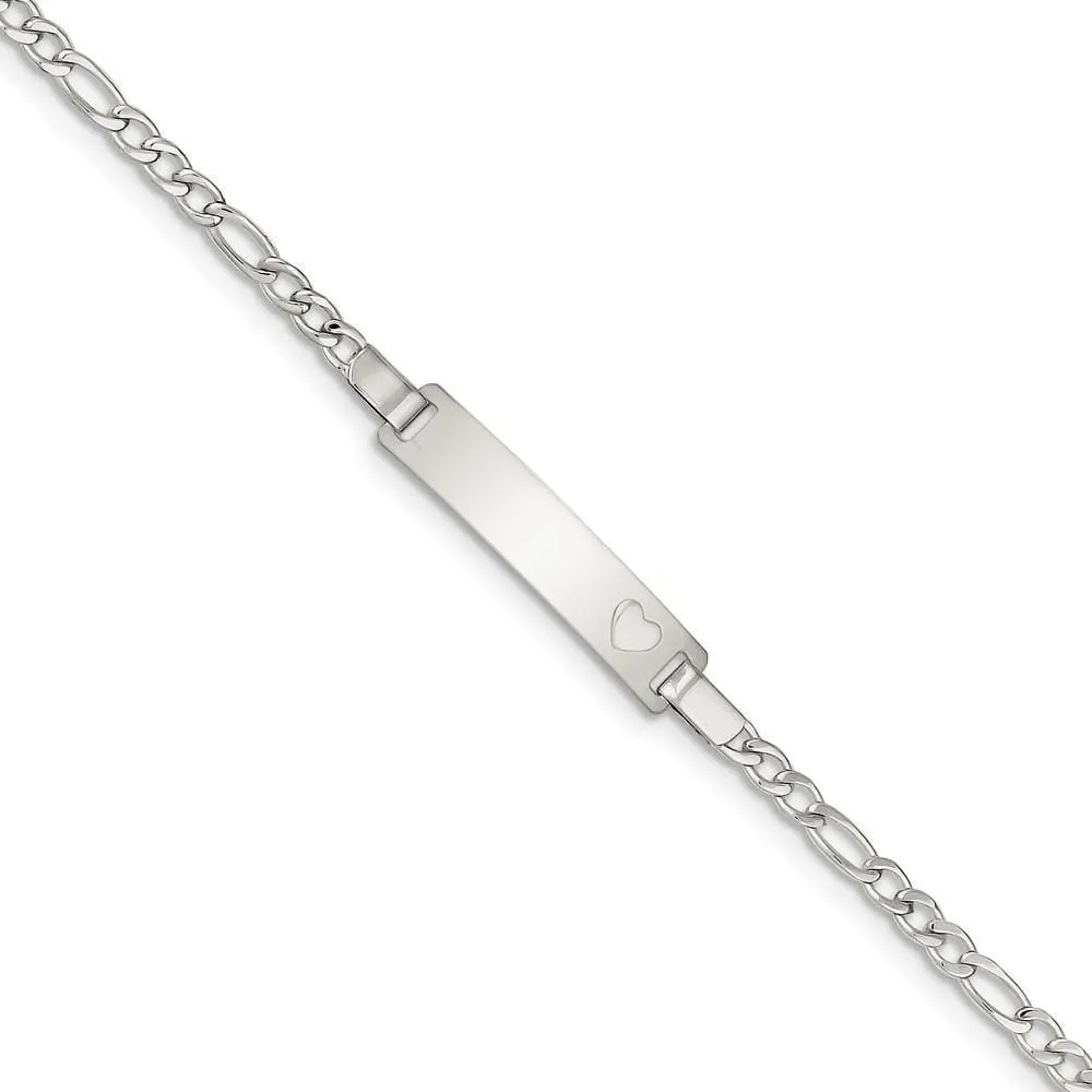 Silver Engravable Baby ID with Heart Bracelet