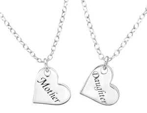 Silver Mother and Daughter Pendant Necklace