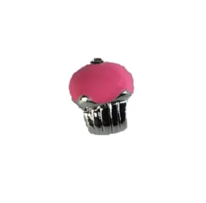 Silver Plated Pink Enamel Cupcake Charm