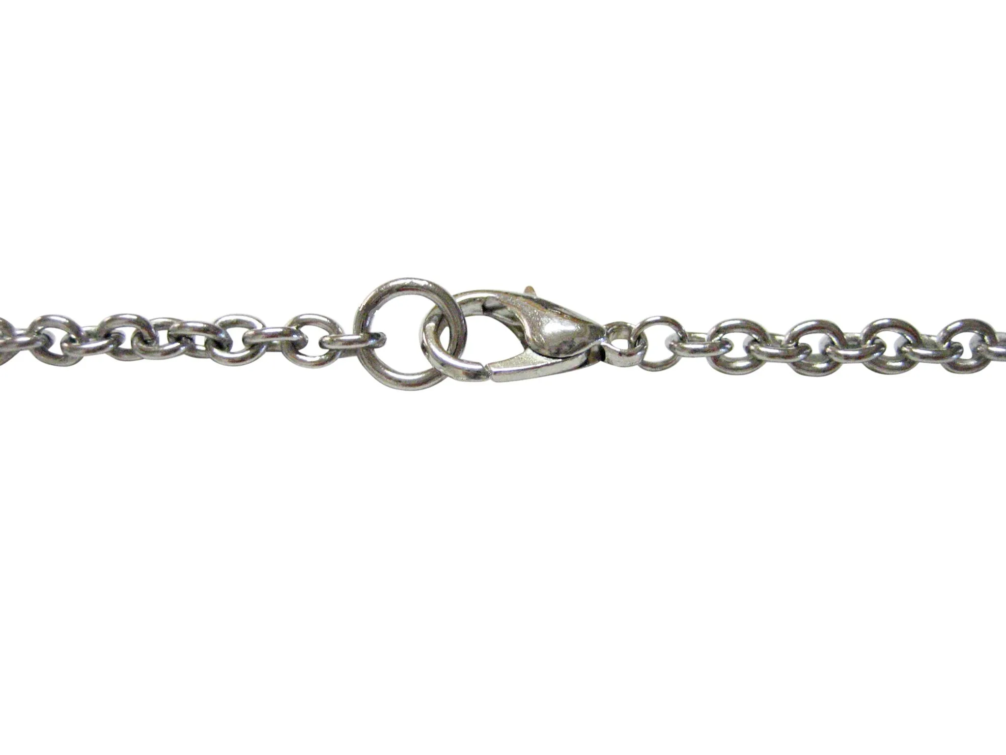 Silver Toned Etched Oval Armored Vehicle Pendant Necklace