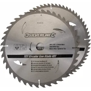 Silverline 2 Piece 300 x 30mm TCT Circular Saw Blades 40 & 60T