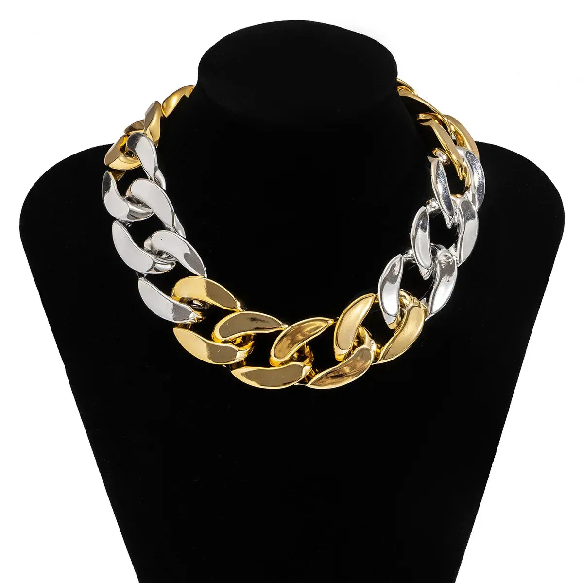 Simple Exaggerated Necklace Lady Hip Hop Distorted Thick CCB Chain Creative Necklaces Fashion Glamour Girl Jewelry Gift