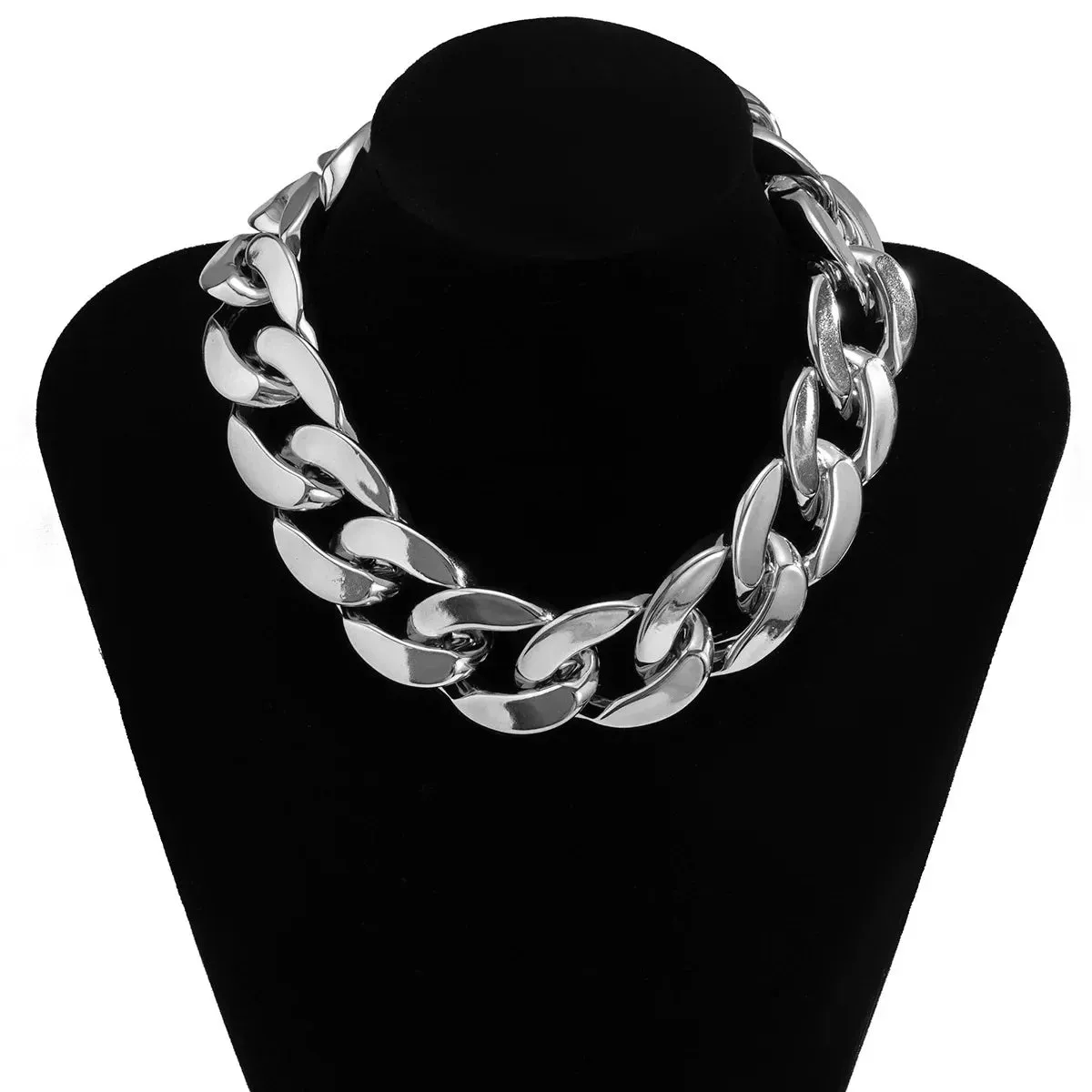 Simple Exaggerated Necklace Lady Hip Hop Distorted Thick CCB Chain Creative Necklaces Fashion Glamour Girl Jewelry Gift