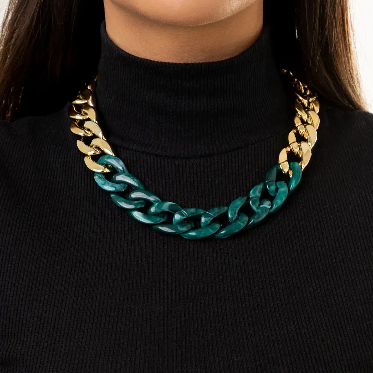 Simple Exaggerated Necklace Lady Hip Hop Distorted Thick CCB Chain Creative Necklaces Fashion Glamour Girl Jewelry Gift