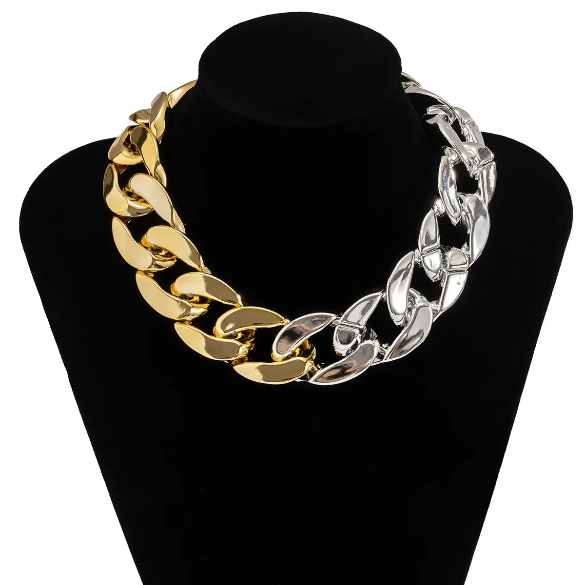 Simple Exaggerated Necklace Lady Hip Hop Distorted Thick CCB Chain Creative Necklaces Fashion Glamour Girl Jewelry Gift