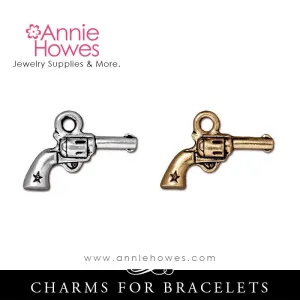 Six Shooter Gun Charm. TierraCast.