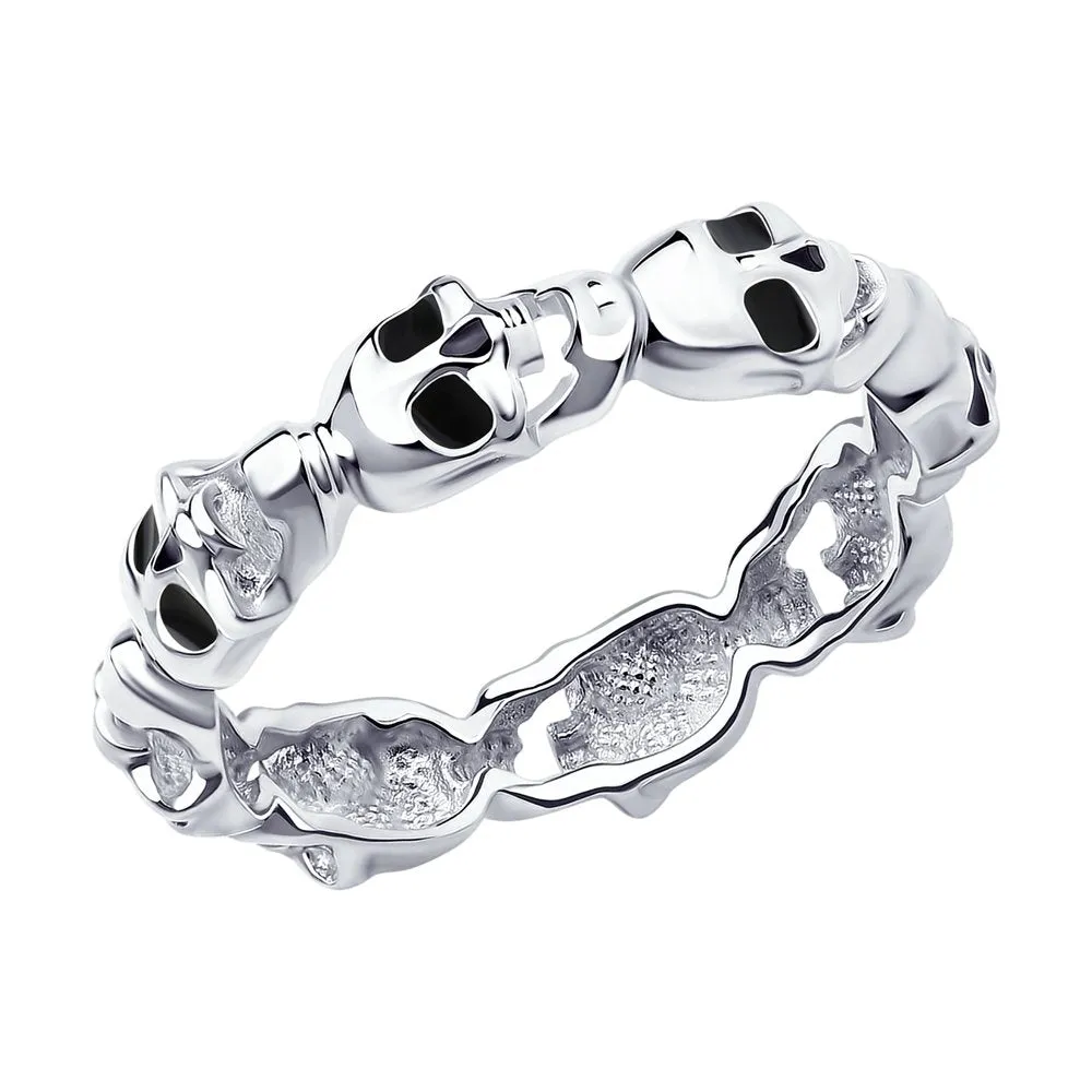 SKLV BY SOKOLOV - SKULLS SILVER WITH ENAMEL RING