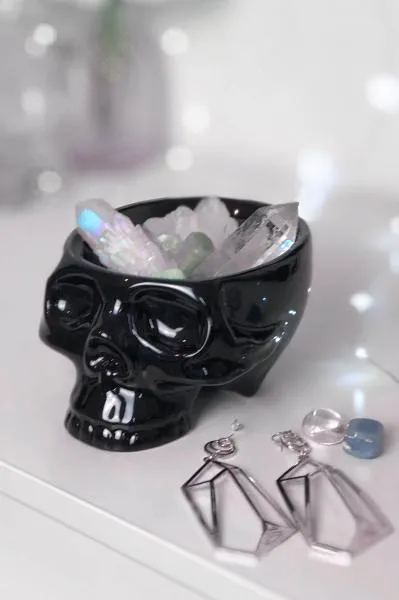 Skull Catch-All Ceramic Dish - Black