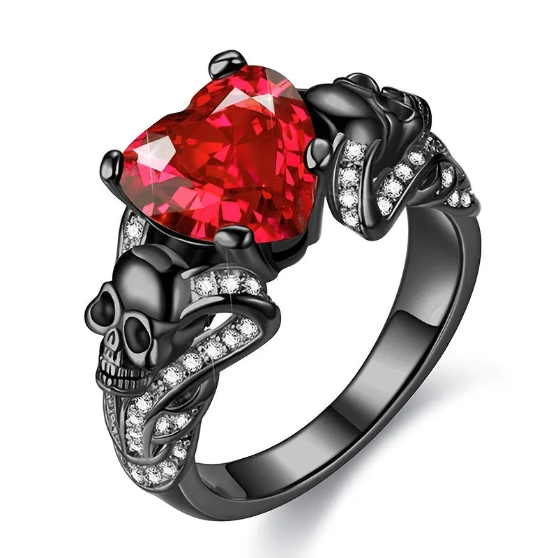 Skull Couple Ring Set Stainless Steel Men Women Punk Gothic Style
