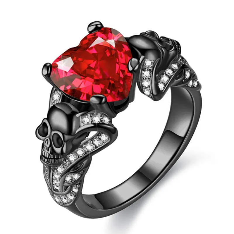 Skull Couple Ring Set Stainless Steel Men Women Punk Gothic Style