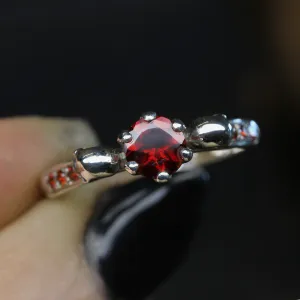 Skull Engagement Ring - Round Garnet