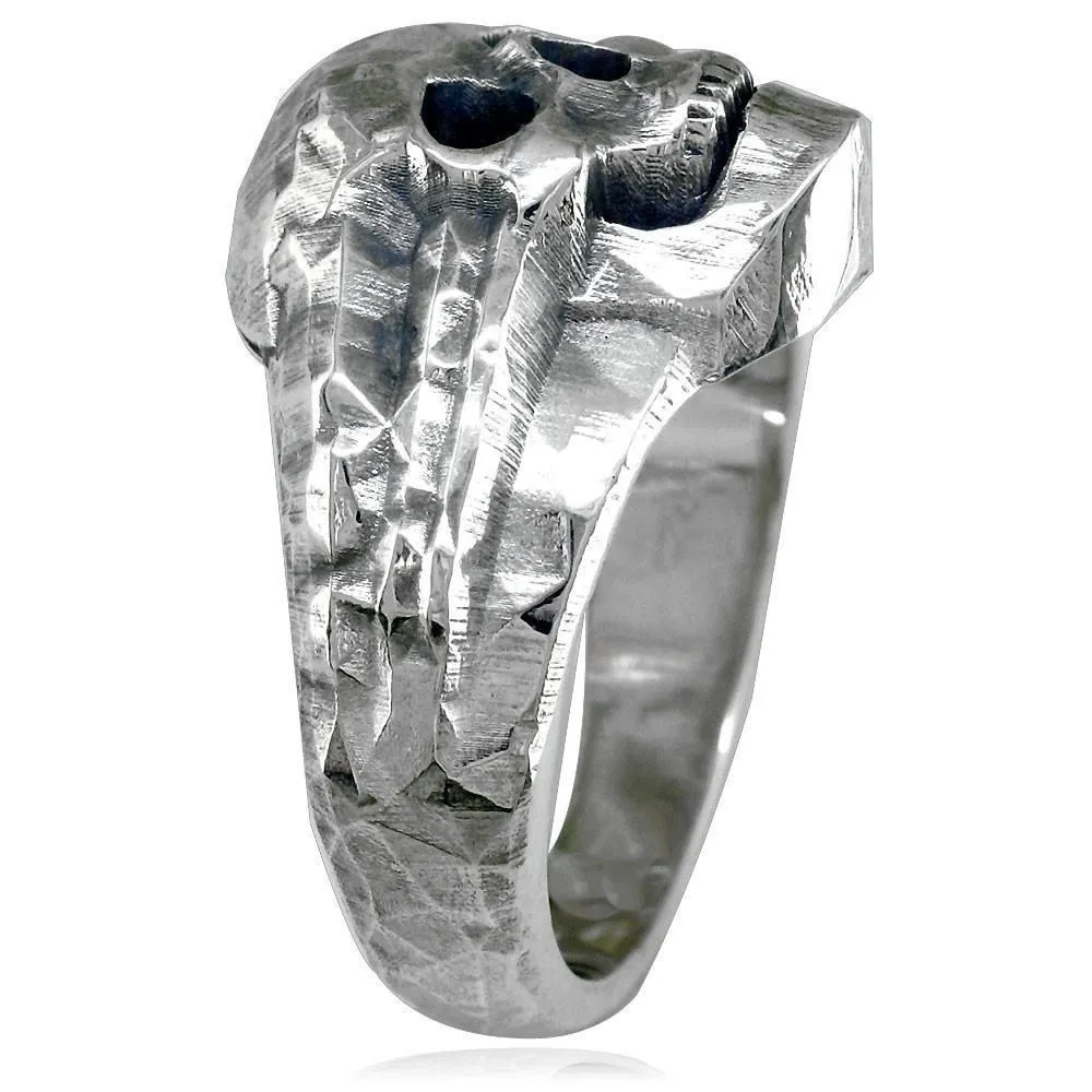 Skull Ring with Black Finish, 17mm, Sterling Silver