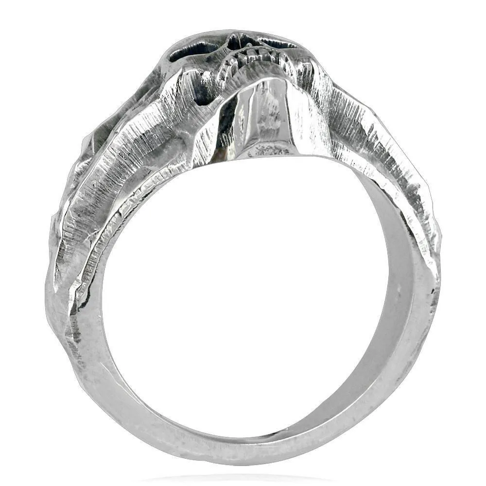 Skull Ring with Black Finish, 17mm, Sterling Silver