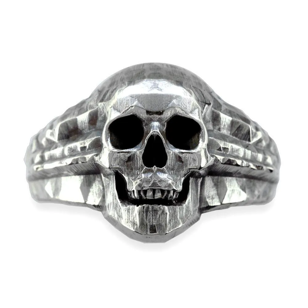 Skull Ring with Black Finish, 17mm, Sterling Silver