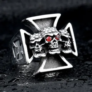 Skulls and Iron Cross Ring