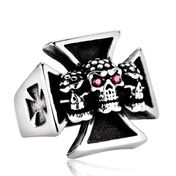 Skulls and Iron Cross Ring
