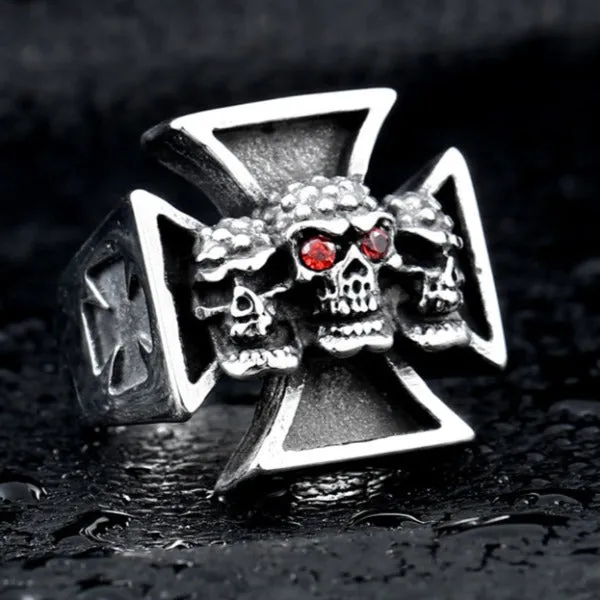 Skulls and Iron Cross Ring