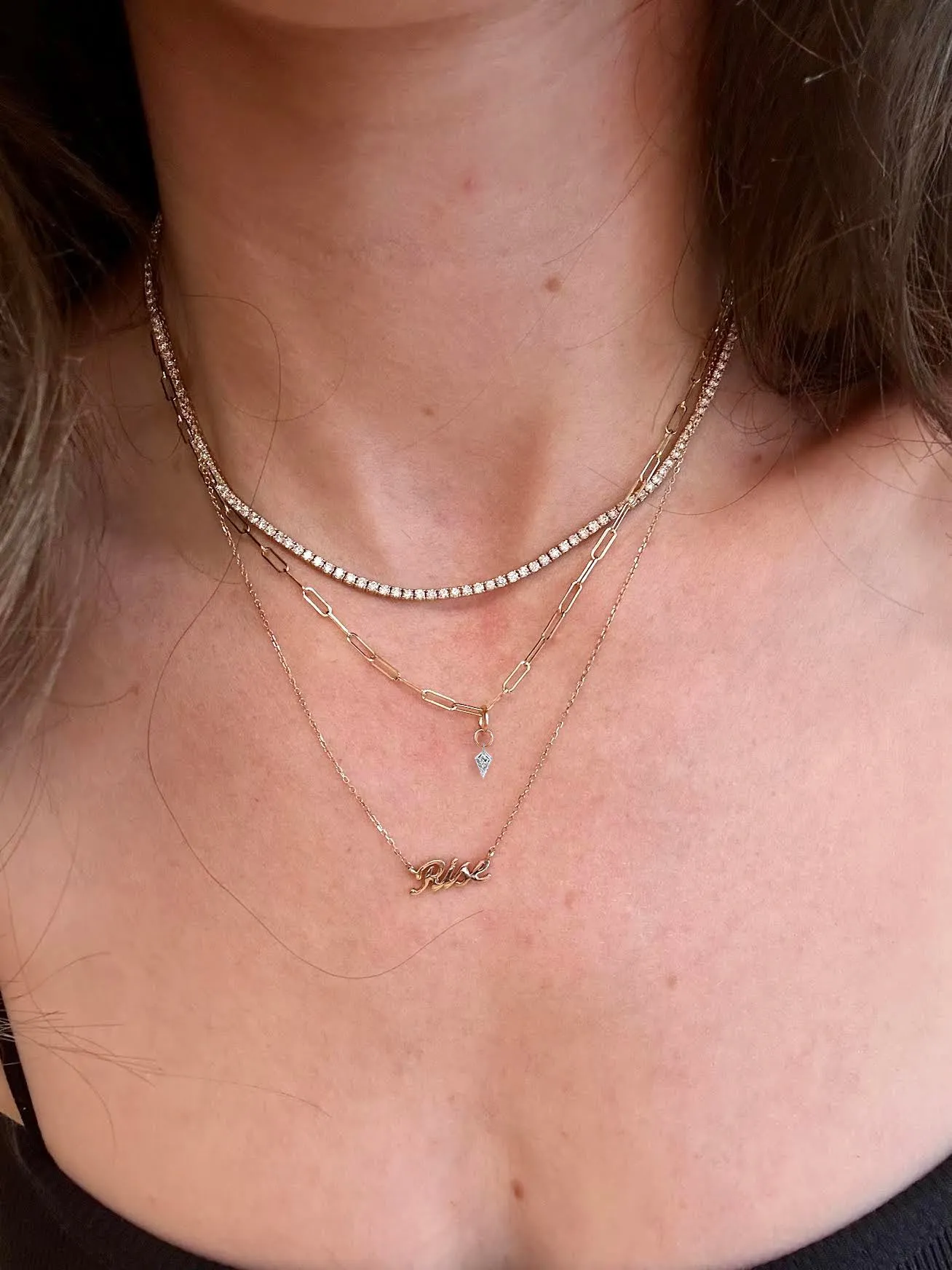 Small Kite Pierced Diamond Charm for Chains
