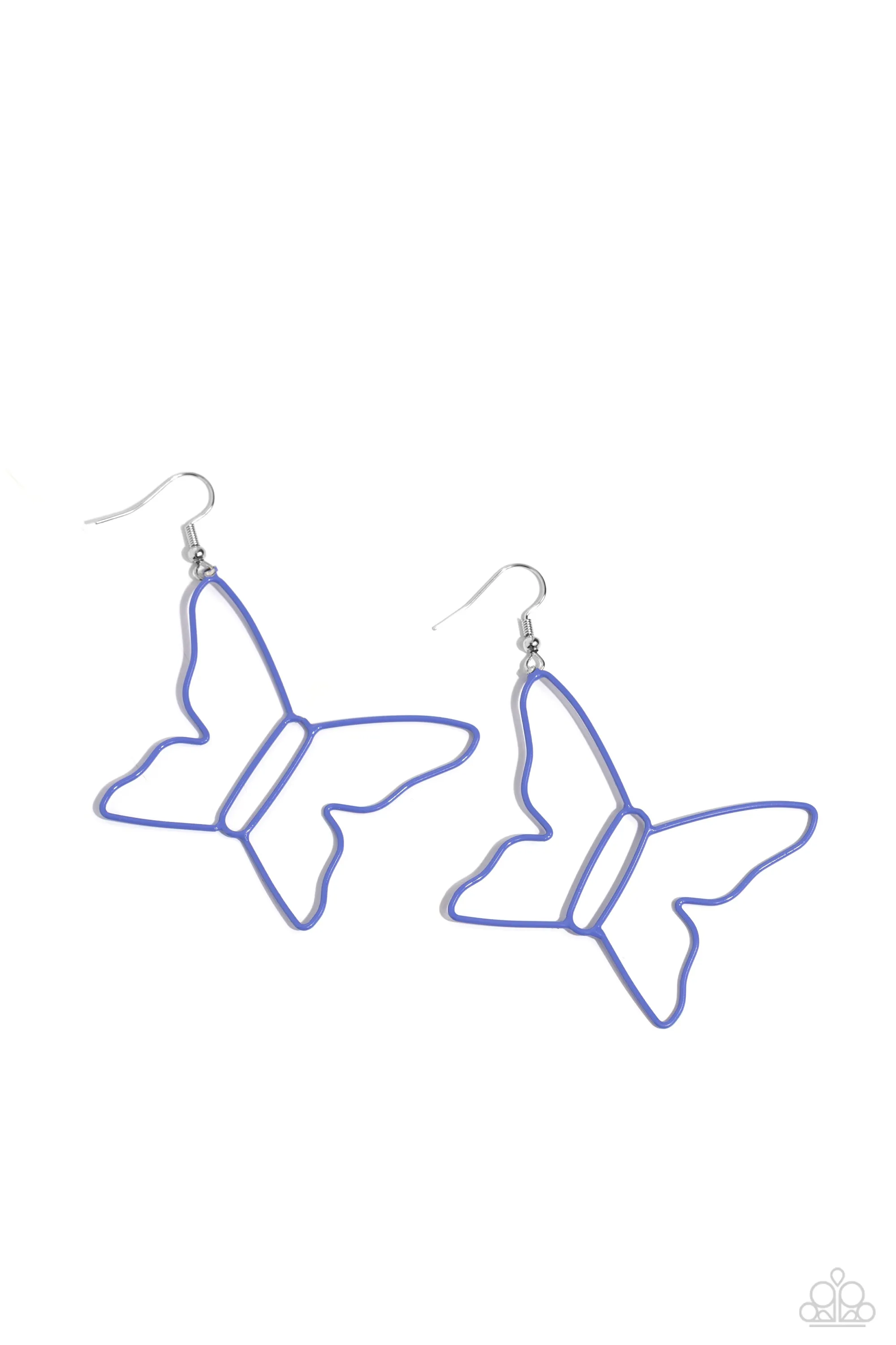 Soaring Silhouettes - Blue - Oversized Butterfly Paparazzi Fishhook Earrings