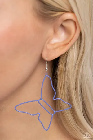 Soaring Silhouettes - Blue - Oversized Butterfly Paparazzi Fishhook Earrings