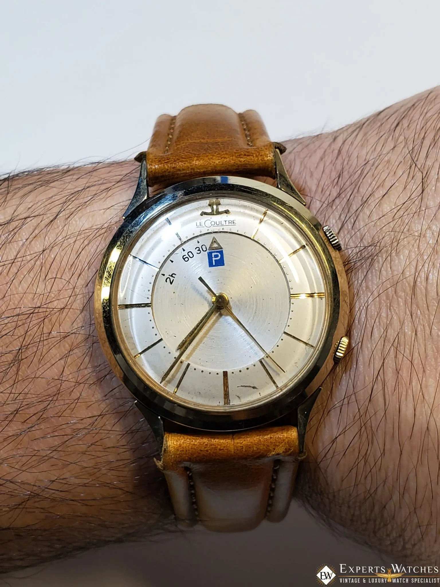 SOLD!!!  Vintage LeCoultre Memovox Parking Meter Alarm Gold Fill Ref. 3026 K814 Certified