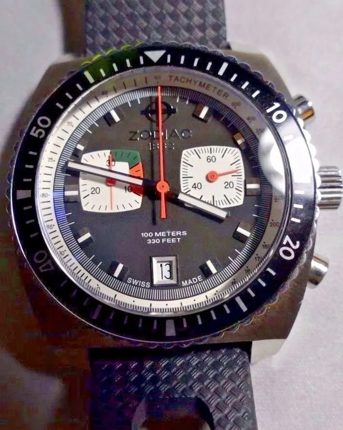 Sold!!! Zodiac Sea Dragon ZO3005 Mens Diver's Watch Black White Black Band Swiss Made