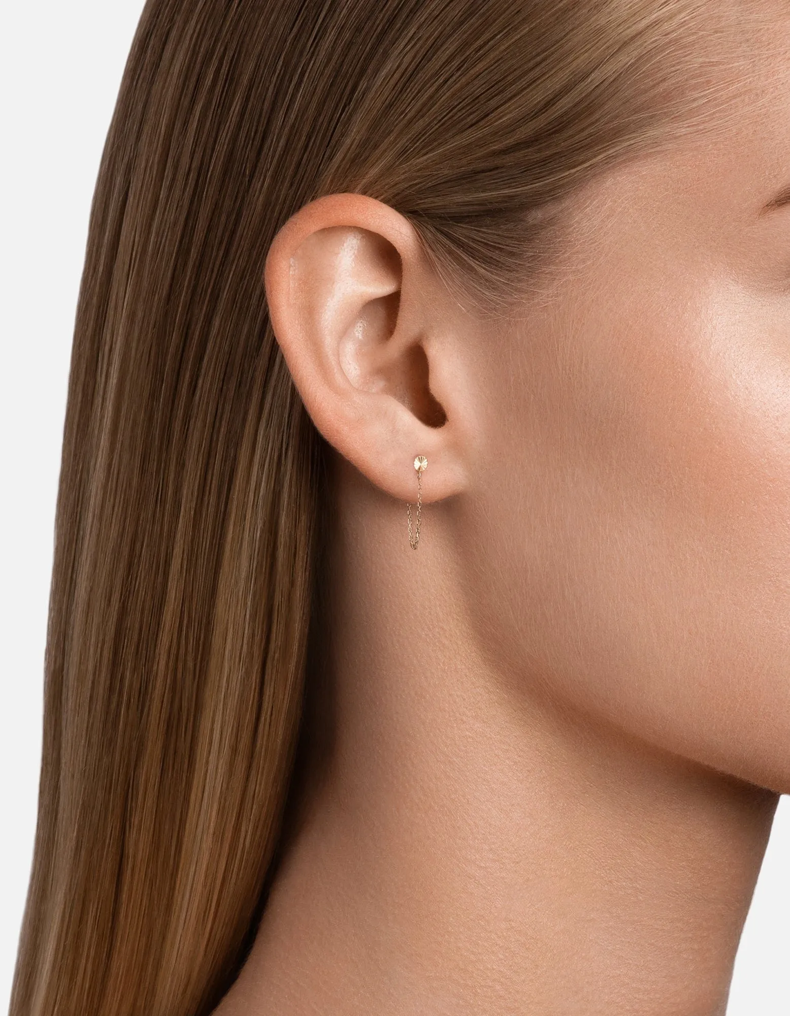 Soleil Chain Earrings, 14k Gold