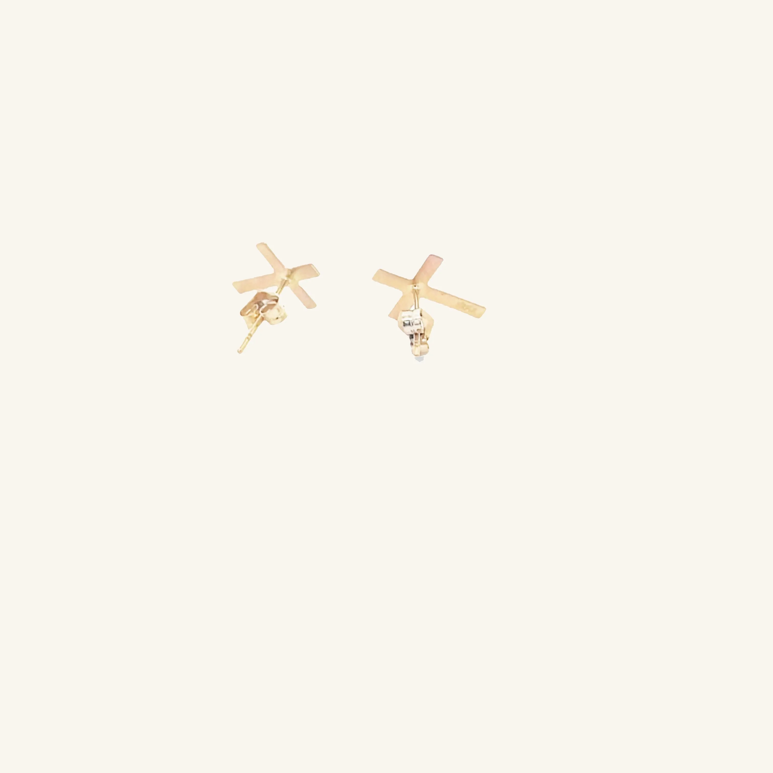 SOLID 14K YELLOW GOLD HEART DESIGN CROSS EARRINGS