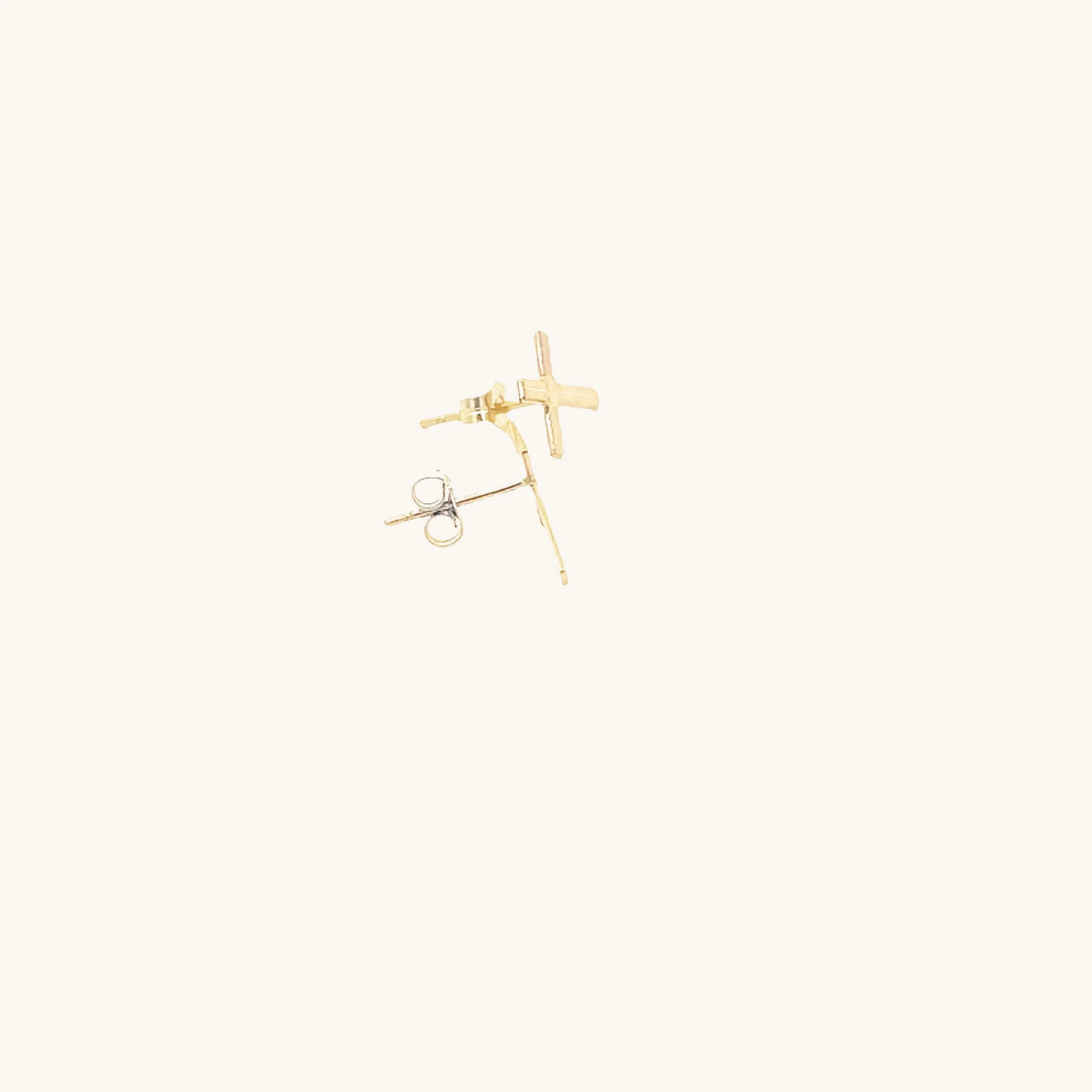 SOLID 14K YELLOW GOLD HEART DESIGN CROSS EARRINGS