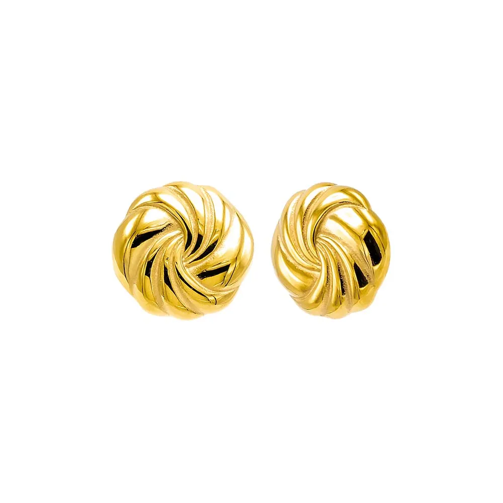 Solid Swirled Circular Stud Earring