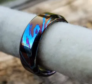 Solid Timascus ring 7-8mm ring  timascus ring, mokuti ring chamfered ring mens rings colorfulrings titanium rings wedding band mens rings
