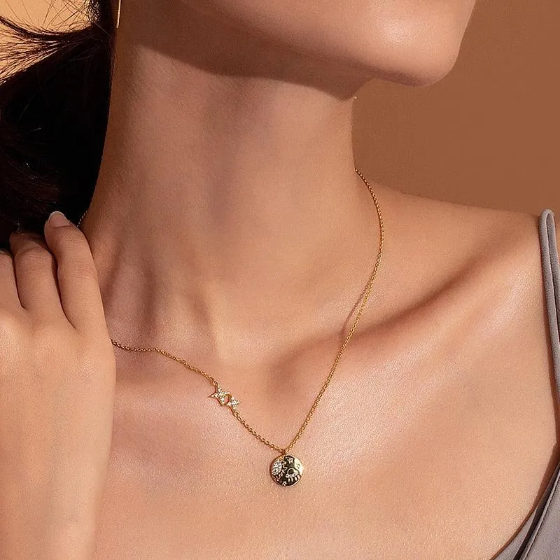 Space Necklace | Solar Eclipse Charge | 14K Gold Vermeil