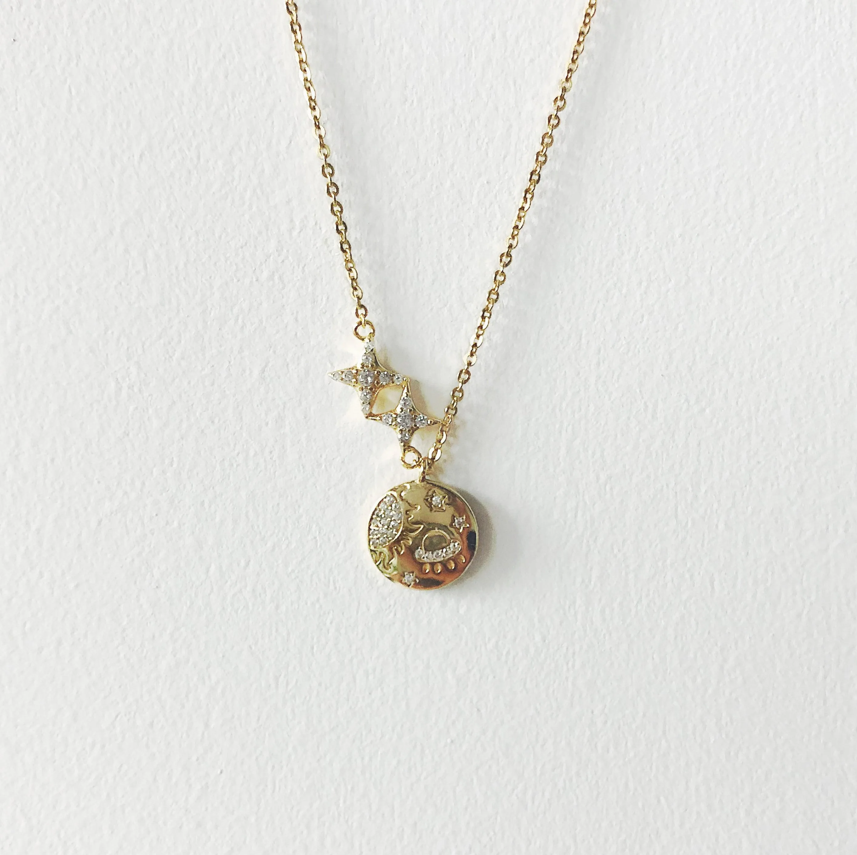 Space Necklace | Solar Eclipse Charge | 14K Gold Vermeil