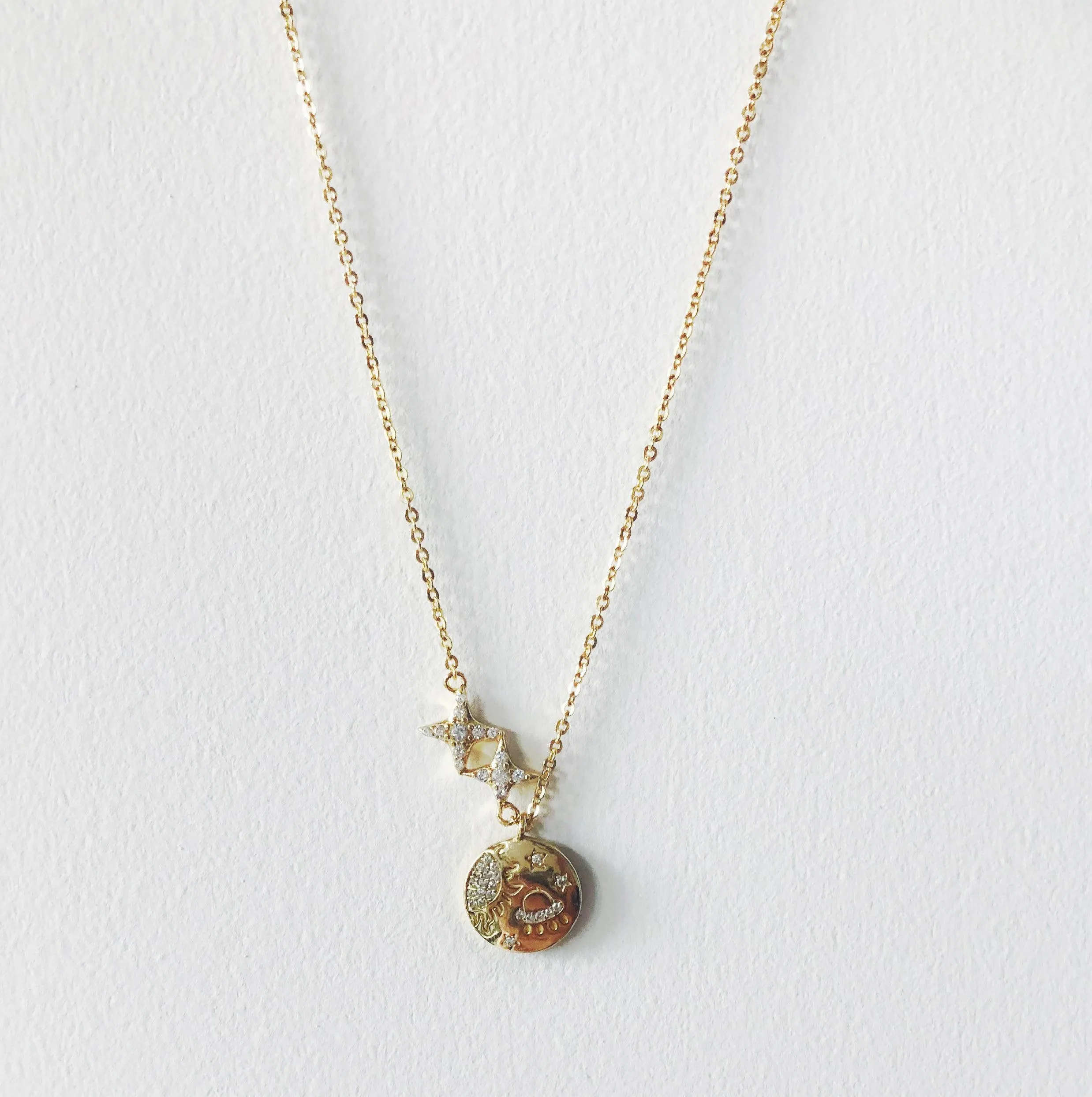 Space Necklace | Solar Eclipse Charge | 14K Gold Vermeil