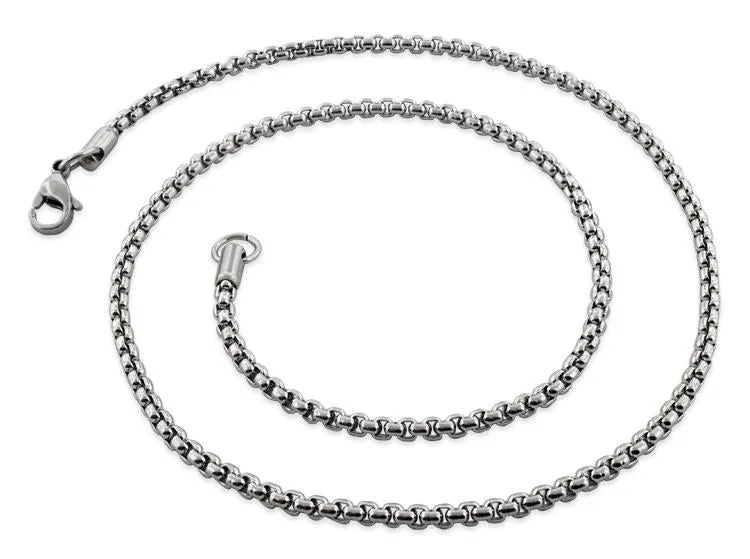 Stainless Steel 16" Round Box Chain Necklace 3.0 MM