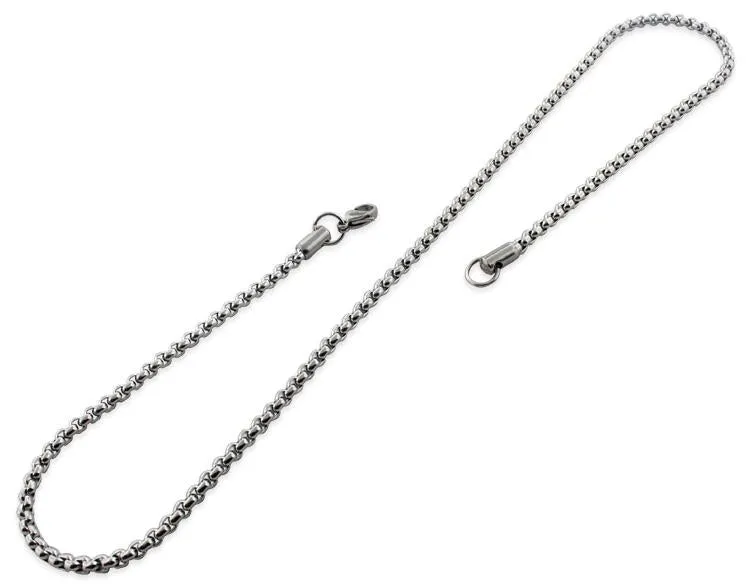 Stainless Steel 22" Round Box Chain Necklace 3.5 MM