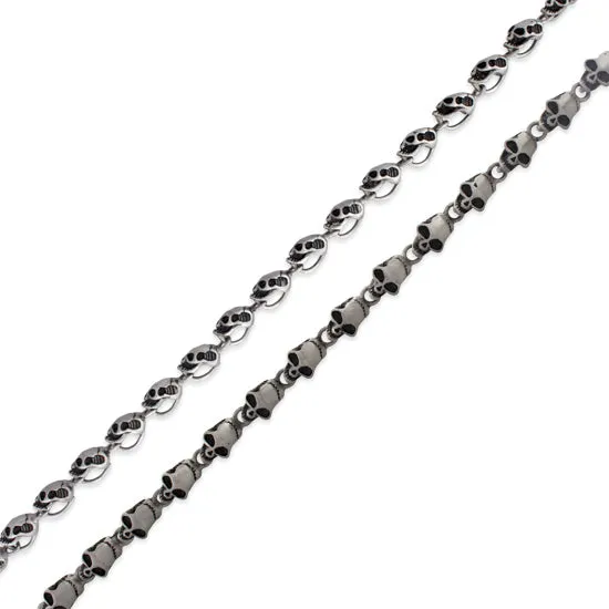 Stainless Steel 30" Gun Metal Alien Skull Link Necklace